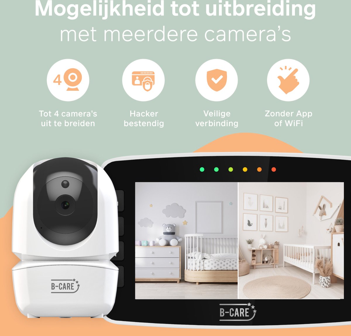 B-Care Twinkle Regular Babyfoon 3 Camera's 4.3" LCD