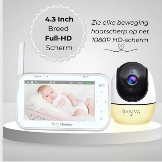 BABIVA Premium Babyfoon Full HD 4.3 inch met Camera