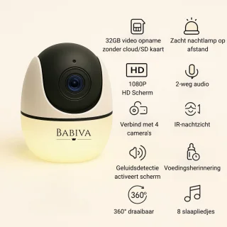 BABIVA Premium Babyfoon Full HD 4.3 inch met Camera