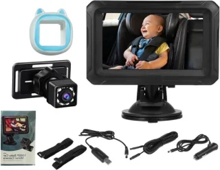 Baby Autocamera Monitor - Baby Camera Auto - Baby in de gaten houden - 360 Graden Rotatie