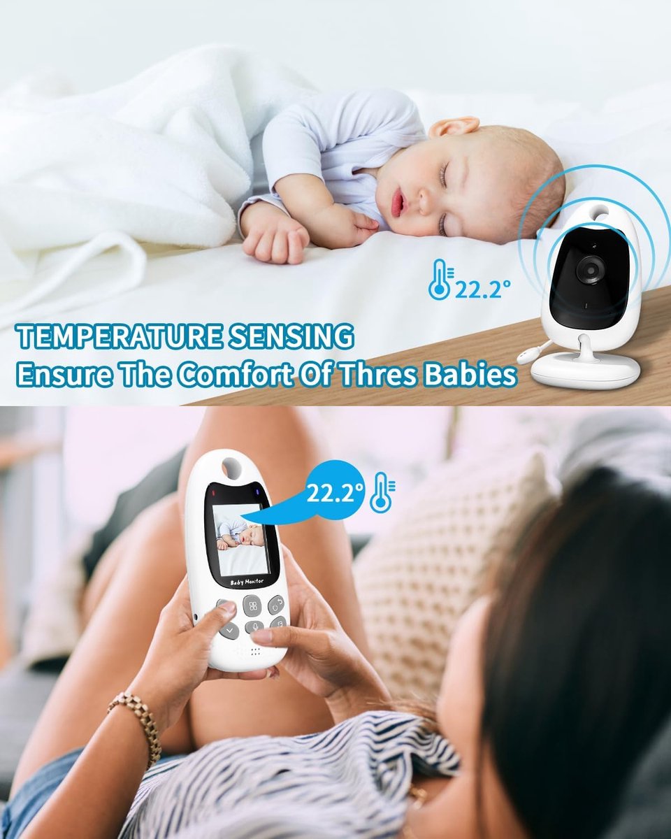 Baby Monitor Camera 2.4 GHz with Night Vision and Temperature