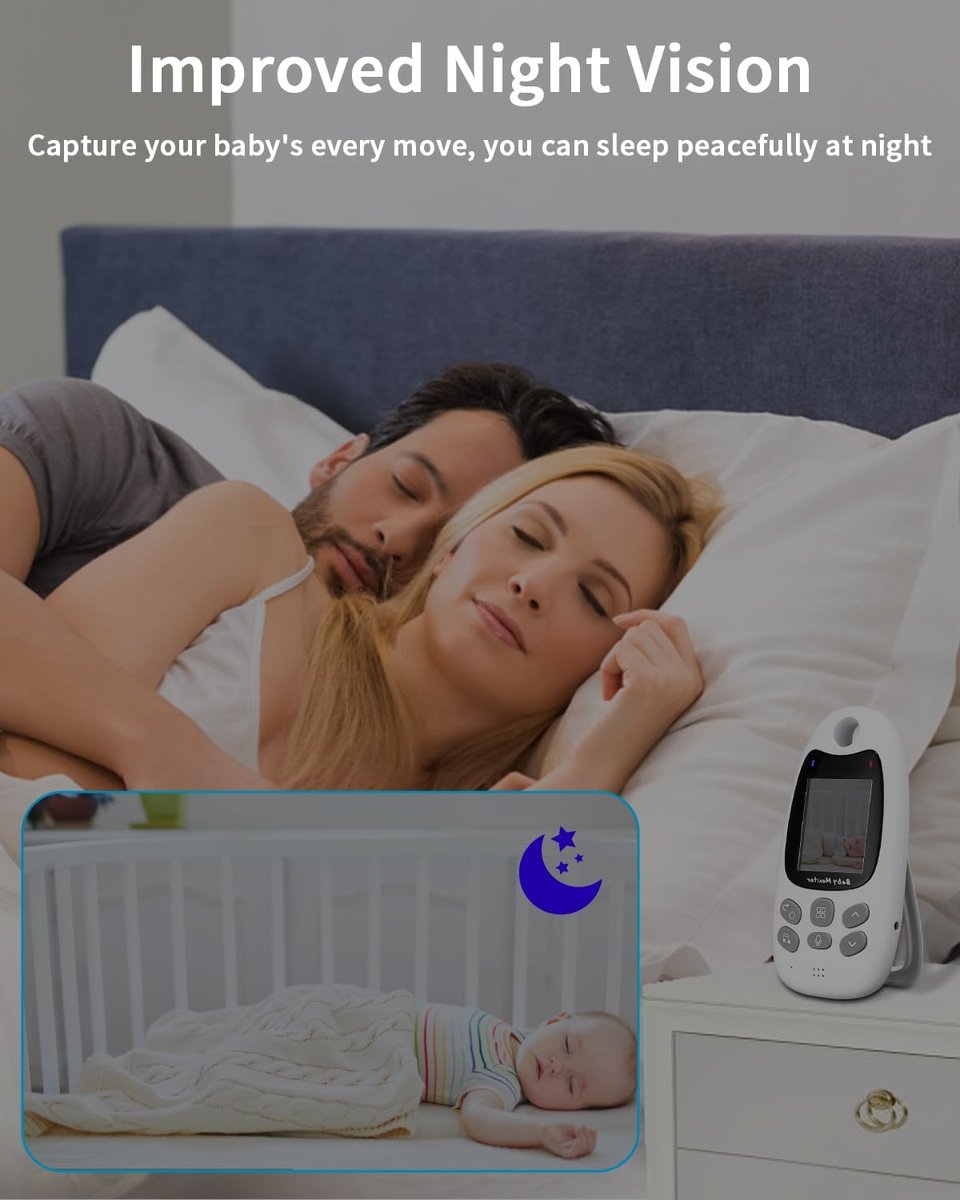 Baby Monitor Camera 2.4 GHz with Night Vision and Temperature