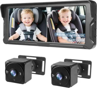 Babyautocamera met 6,9-inch scherm en twee full hd-camera’s