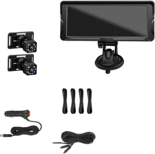 Babyautocamera met Monitor - Babyfoon Camera - Veilig Rijden - Dubbele Camera's - 686 Inch - Blauw