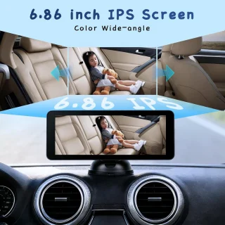 Babycamera voor in de auto - 6,86 inch HD monitor en 360° draaibare camera - ShopVlot