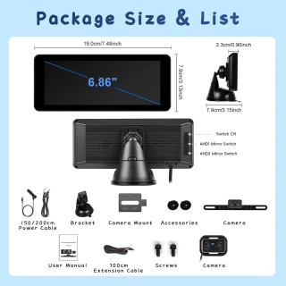 Babycamera voor in de auto - 6,86 inch HD monitor en 360° draaibare camera - ShopVlot