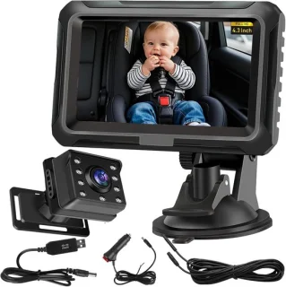 Babycamera voor in de auto, model achteruitkijkspiegel
