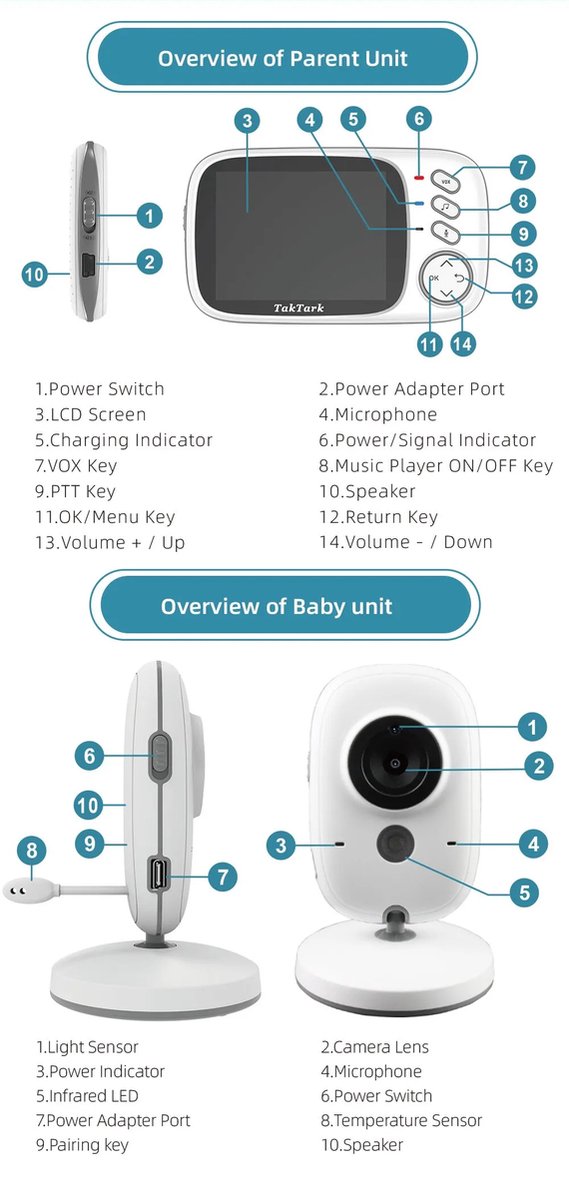 Babyfoon 3,2 inch draadloze video intercom