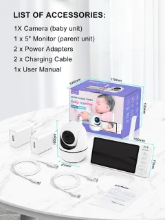 Babyfoon Camera 5 inch 720p met Nachtnacht en VOX functie