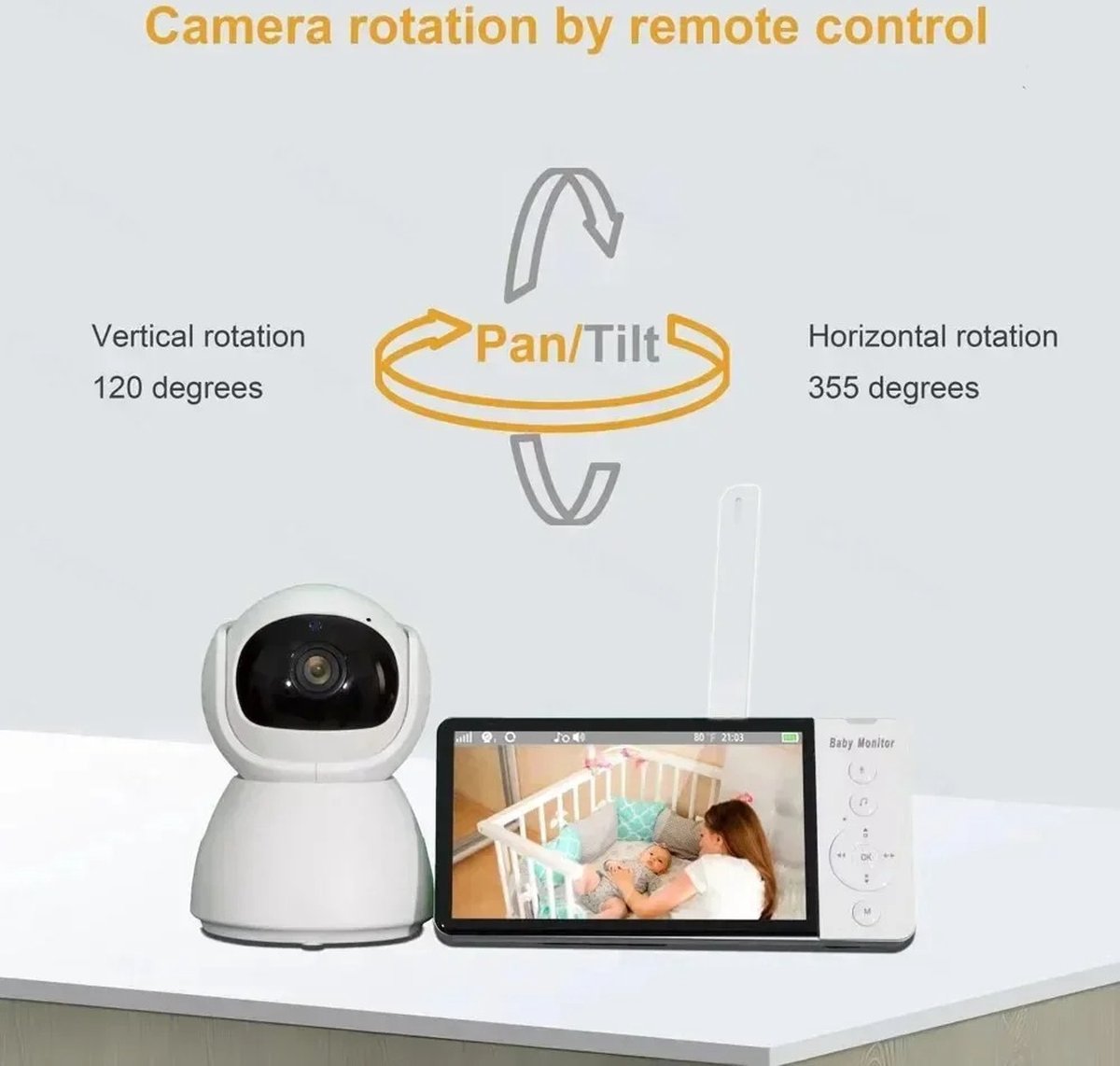babyfoon draadloos met camera 5 inch lcd wit