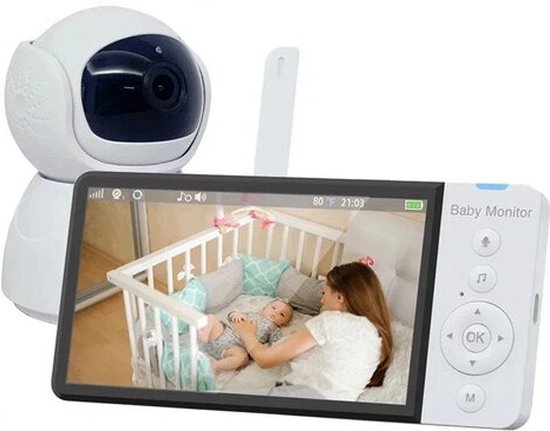 babyfoon draadloos met camera 5 inch lcd wit