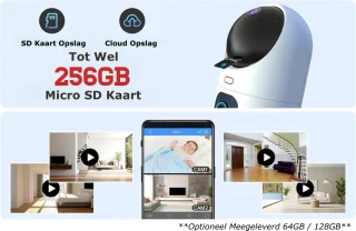 Babyfoon Dubbele Lens WiFi Met 64GB Micro-SD Kaart