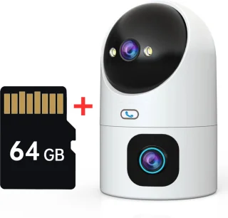 Babyfoon Dubbele Lens WiFi Met 64GB Micro-SD Kaart