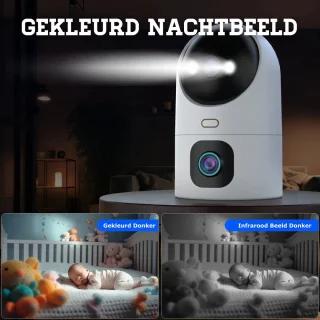 Babyfoon Dubbele Lens WiFi Met 64GB Micro-SD Kaart
