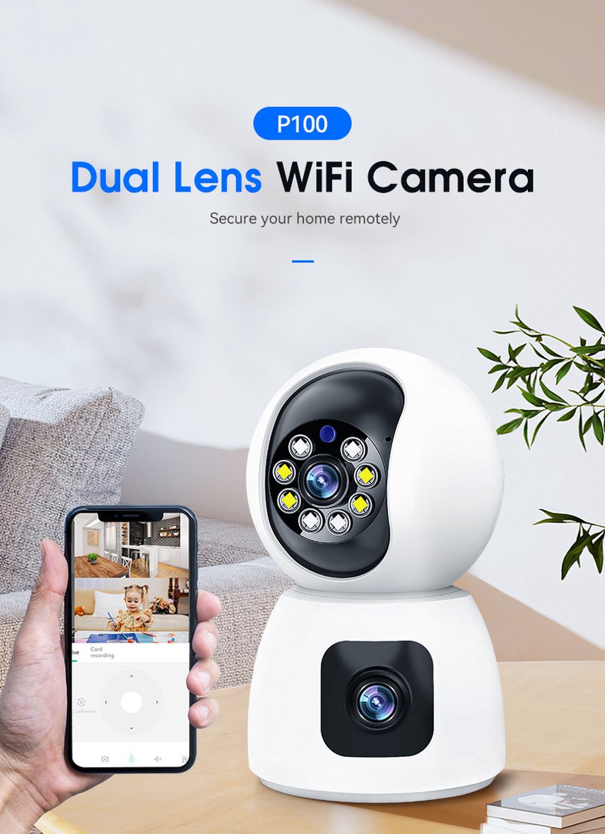 Babyfoon en Veiligheidscamera Wifi Dubbele Lens Terugspreekfunctie