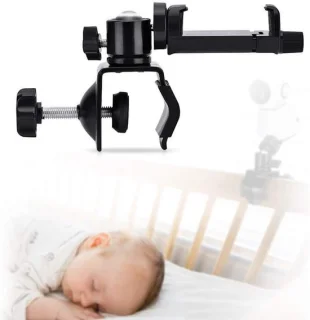 Babyfoon Houder - Camera Beugel - Baby in Zicht - 360 Graden Draaibaar - Tot 34mm Klem - Zwart