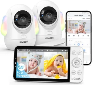 Babyfoon met 2 camera's en 5.5 inch scherm