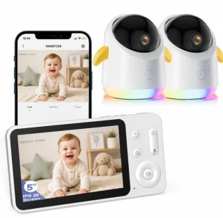 Babyfoon met 2 camera's en app - 5" wifi video babyfoon