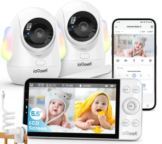 Babyfoon met 2 camera's en app met 5,5 inch scherm