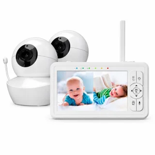 Babyfoon met 5 inch hd scherm en 2 camera's wit