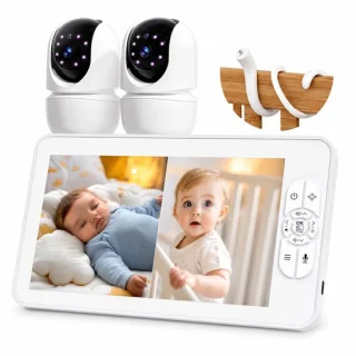 Babyfoon met 7 inch HD scherm en 2 camera's wit