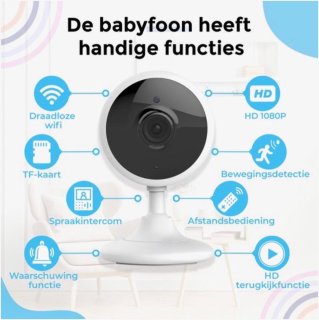Babyfoon met camera 1080HP Wifi Night Vision