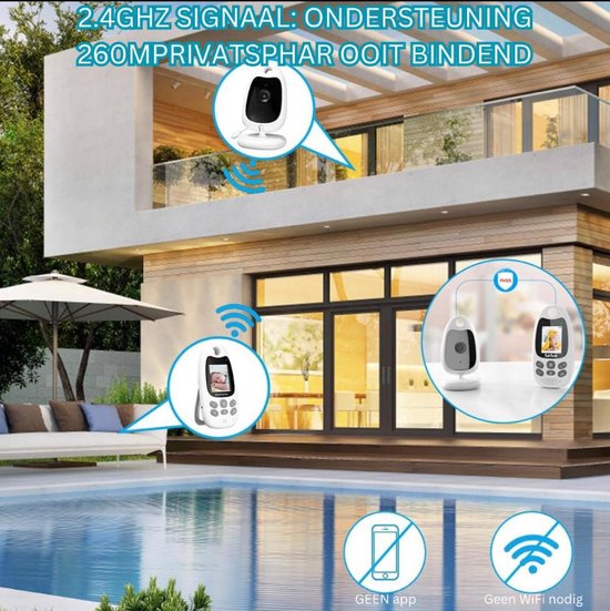 Babyfoon met camera 2,4 GHz video- en audio monitor