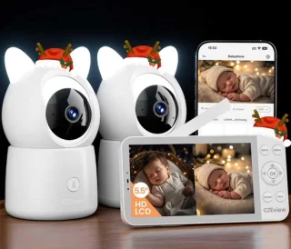 Babyfoon met camera 2.5K en 4x zoom, 5.5 inch HD wifi, nachtzicht - SnelShoppen
