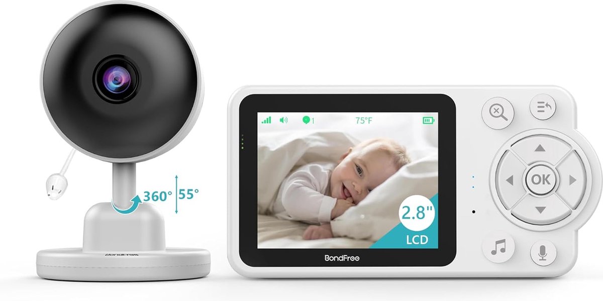 Babyfoon met camera 2.8 inch 2600 mAh type C oplaadbaar