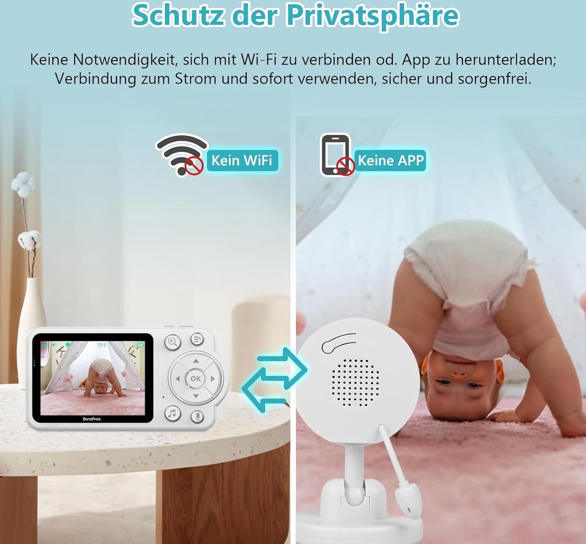 Babyfoon met camera 2.8 inch 2600 mAh type C oplaadbaar