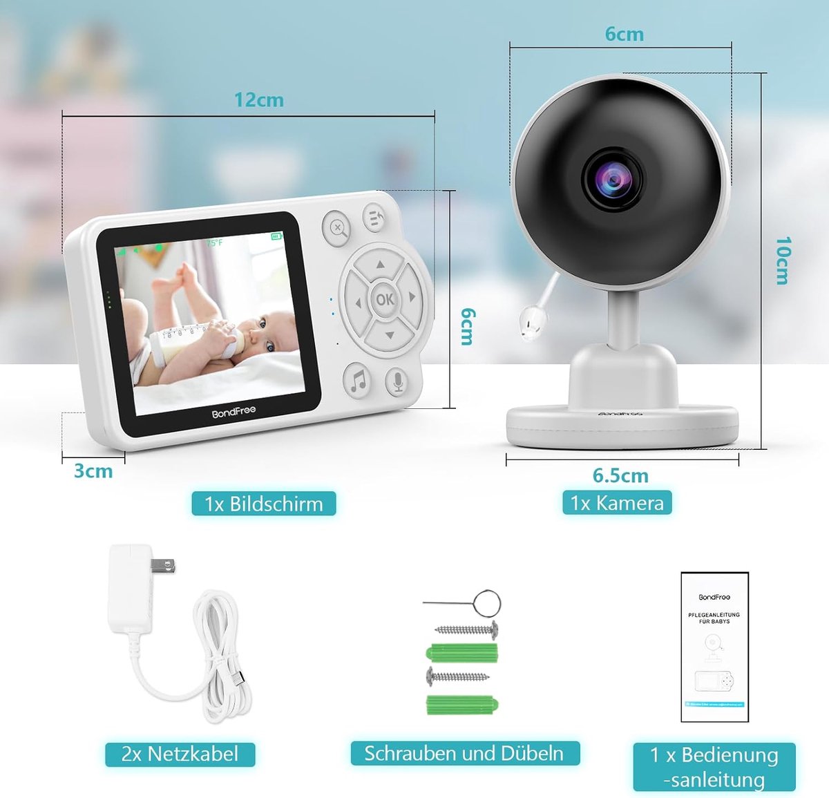 Babyfoon met camera 2.8 inch 2600 mAh type C oplaadbaar