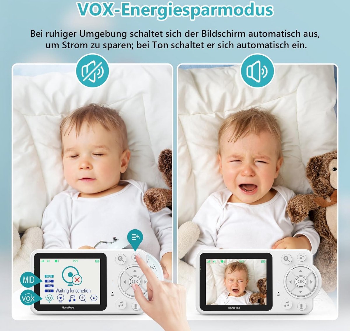 Babyfoon met camera 2.8 inch 2600 mAh type C oplaadbaar
