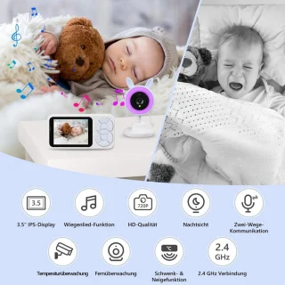 Babyfoon met camera, 3,5-inch monitor
