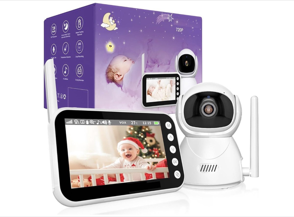 De Babyfoon met Camera 4,3 inch 720p met VOX en Nachtzicht in één oogopslag