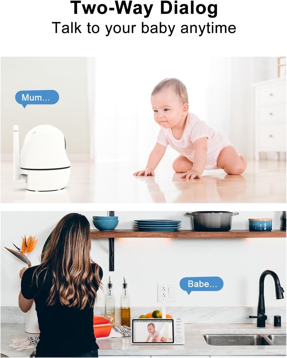 Babyfoon met camera 5 inch 720P wit