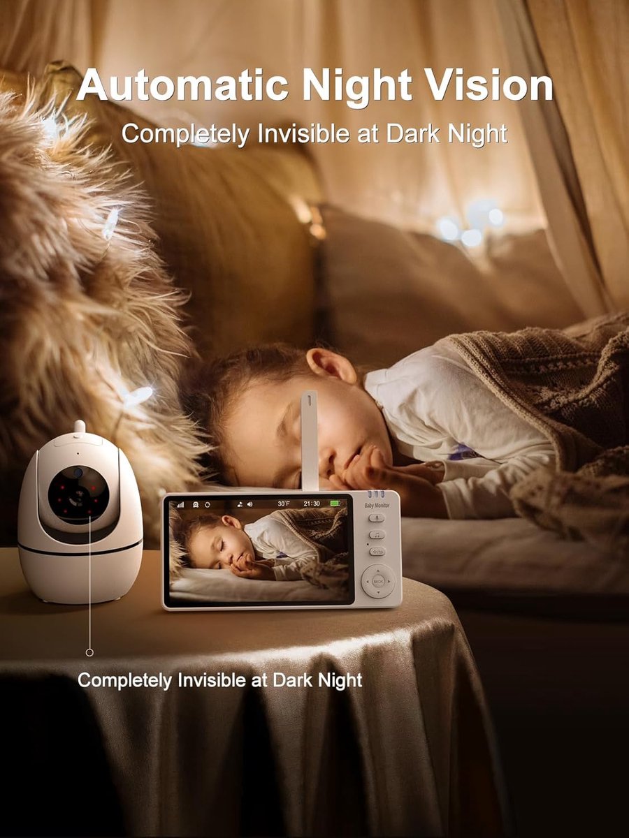 Babyfoon met camera 5 inch 720P wit