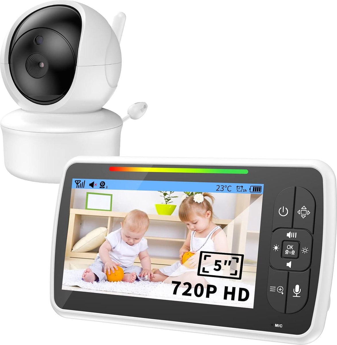 Babyfoon met Camera 5 inch Baby Monitor
