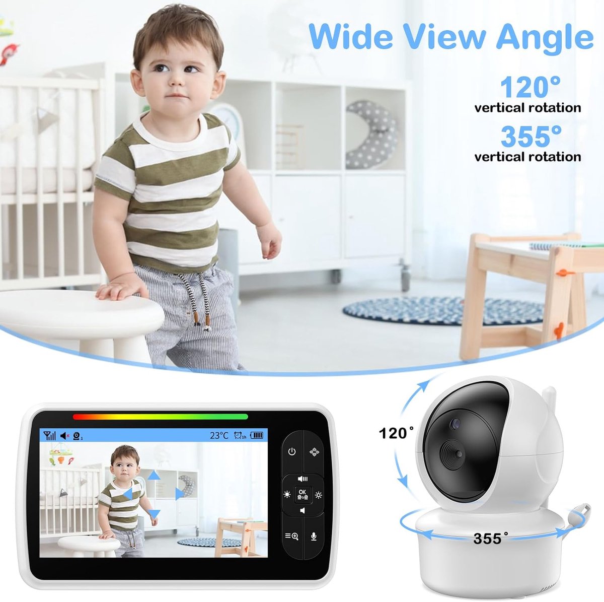 Babyfoon met Camera 5 inch Baby Monitor
