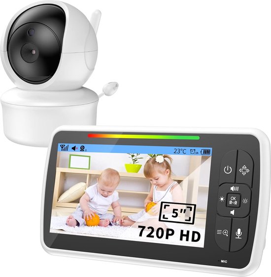 Babyfoon met Camera 5 inch Baby Monitor