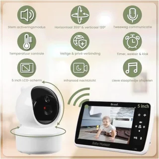 Babyfoon met camera 5-inch monitor
