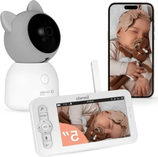 Babyfoon met camera - 5 inch scherm - wit