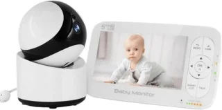 Babyfoon met camera - 5 inch scherm - wit