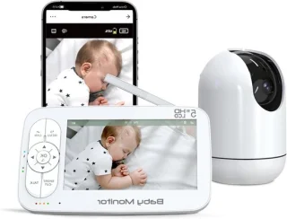 Babyfoon met camera 5 inch scherm wit
