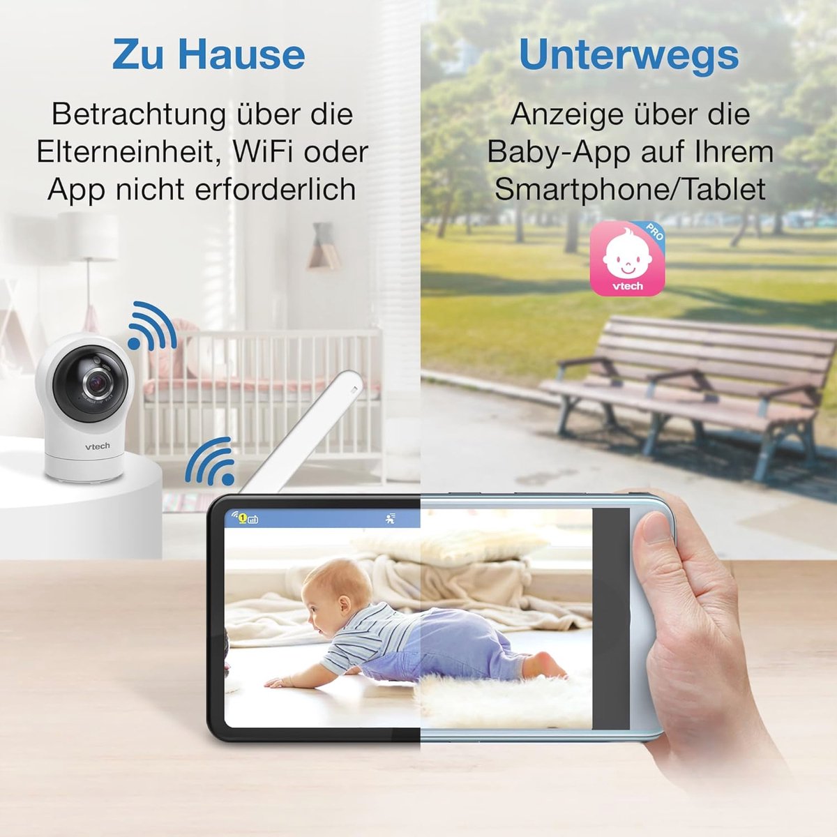 Babyfoon met camera 7 inch HD monitor 1080p wifi