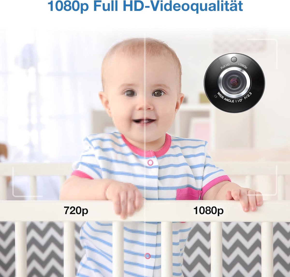 Babyfoon met camera 7 inch HD monitor 1080p wifi