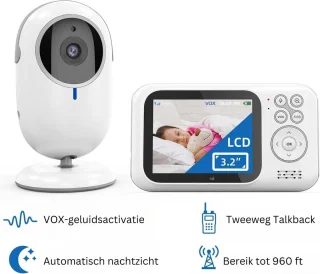 Babyfoon met Camera Baby Monitor Full HD Wit Grijs