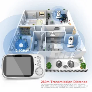 Babyfoon met Camera en 3.2" LCD - Wit