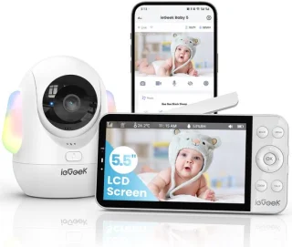 Babyfoon met camera en app - 2.5K/4MP PTZ 5.5 inch scherm
