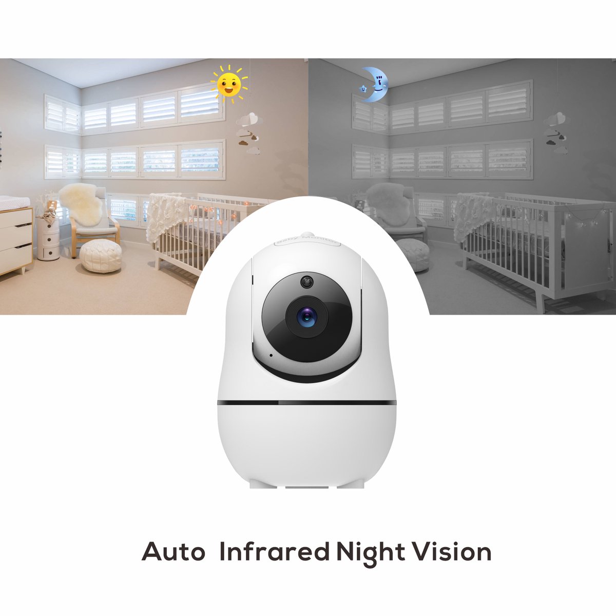 Babyfoon met Camera en Audio 5 Inch Scherm 4X Zoom