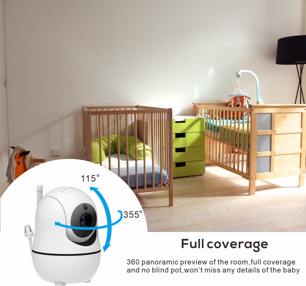 Babyfoon met Camera en Audio 5 Inch Scherm 4X Zoom